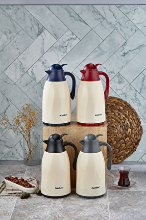 CKR-2075 1.3LT RENKLİ CAM HAZNELİ RETRO PLASTİK TERMOS (5250)