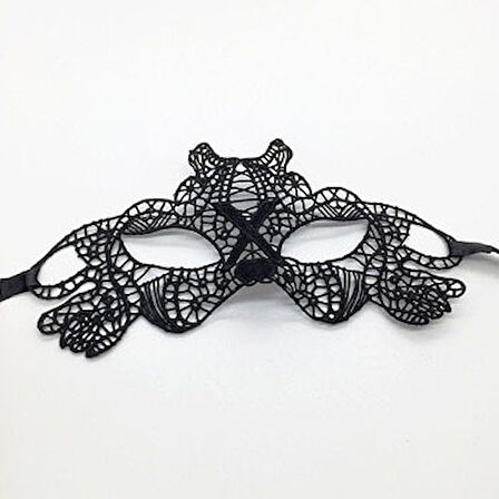 Siyah Renk Dantel İşlemeli Parti Maskesi Model 2 (5250)
