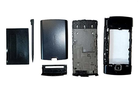 Nokia 5250 Kasa Kapak 5250 Uyumlu Siyah Kasa Ön Kapak Arka Kapak Tuş Takımı