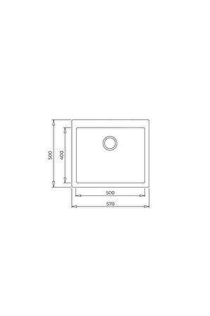 Black Stone Patara 50X57 cm Tek Göz Tezgah Üzeri Beyaz Granit Mutfak Eviyesi