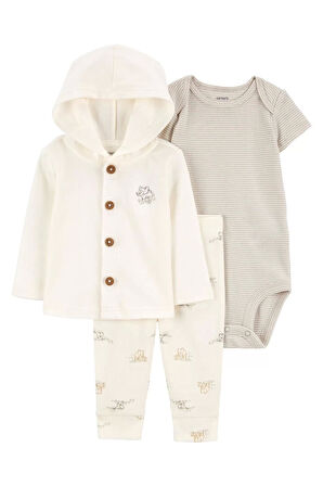 Layette Bebek 3'lü Hırkalı Set Renkli