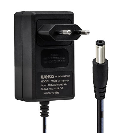 16 VOLT - 2 AMPER 5.5*2.5 UÇLU YERLİ ÜRETİM POWER JACKLI SANTRAL ADAPTÖRÜ (4172)