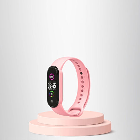 Mi Band 5-6 Uyumlu Silikon Kordon M5-M6 Uyumlu AÇIK PEMBE