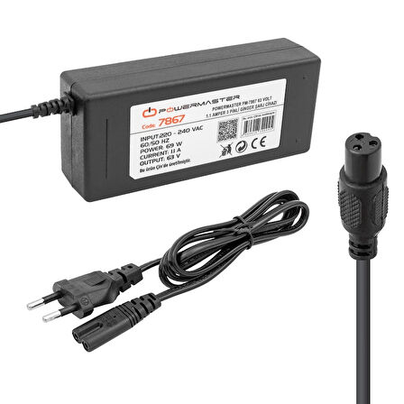 63 VOLT- 1.1 AMPER 69 WATT MASAÜSTÜ 3 PİNLİ GİNGER ŞARJ CİHAZI (4172)