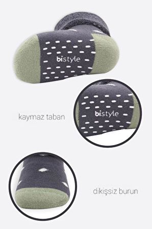 Puanlı Kaymaz Havlu Soket Çorap 2'li  Antrasit