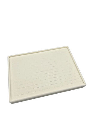 Yerli Üretim Süet Kumaş Krem Renk Batırmalı 34-24 Cm Çekmece Içi Yüzük Tabla Stand