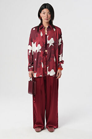 KADIN ÇİÇEK DESENLİ OVERSİZE GÖMLEK