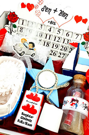 Aşk bir Sevgililer günü Hediyesi şık kutuda şubata özel hediye sepeti kutusu seti 14MARİNboxG1