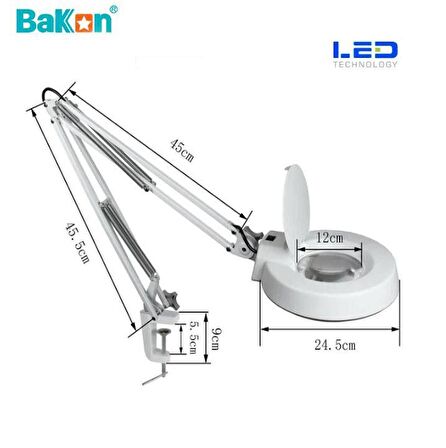 Bakon BK500C-10X 15w Led Akrobat Büyüteç 127 mm 10 Diopter Mercek ( Loop )