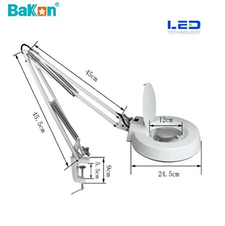 Bakon BK500C-15X 15w Led Akrobat Büyüteç 127 mm 15 Diopter Mercek ( Loop )