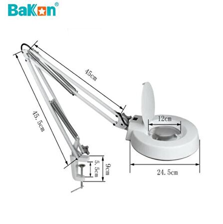 Bakon BK500C-20X 15w Led Akrobat Büyüteç 127 mm 20 Diopter Mercek ( Loop )