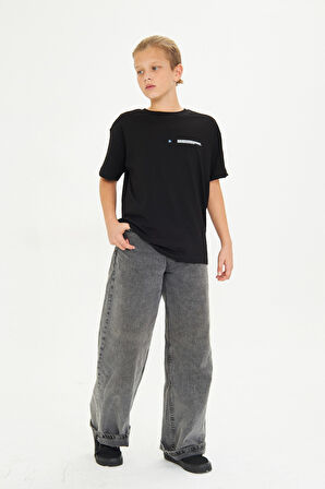 Los Angeles Baskılı %100 Pamuk Oversize Beyaz Unisex Çocuk Tişört