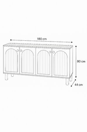 Lidya Konsol 4 Kapaklı Atlantik Çam Krem Ahşap Görünümlü Ayaklı 180x80x44 Cm