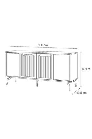 Viva Camlı Konsol Atlantik Çam Aynalı 4 Kapaklı Raflı 160x80x43,5 Cm