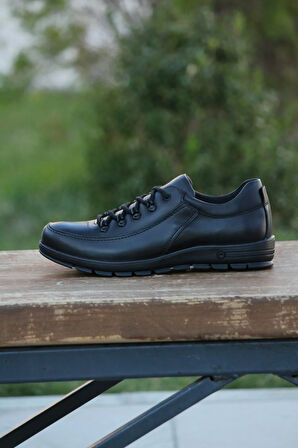 Erkek Sportif Kışlık Kundura Hakiki Deri  Kauççuk Dişli Taban Otobetik ve Bağlı