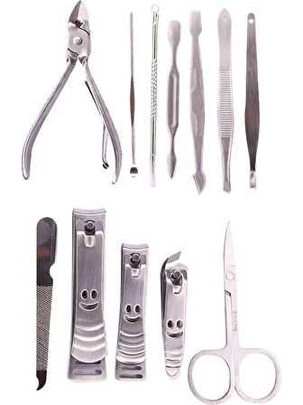 Tırnak Makası Tırnak Bakım Seti Deri Çantalı 12 Parça Set (5256)