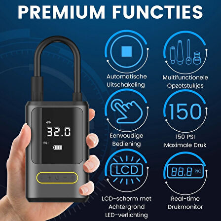 Kablosuz Oto Araç Mini 4000mAh 150 PSI Işıklı Oto Hava Kompresörü KA-760 (5256)