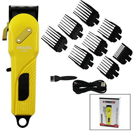 SAÇ - SAKAL KESME TRAŞ MAKİNESİ  SARI - SİYAH GÖVDE - USB ŞARJLI GÖSTERGELİ - TARAK AYAR MANDALLI PRO-TR-3000 (5256)