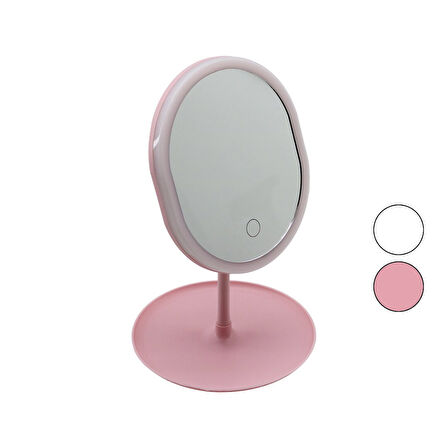 YUVARLAK- DÜZ KENAR 7 İNÇ LEDLİ - USB ŞARJLI MAKYAJ AYNASI 90°TAKILIKLI AYAKR.PLS 17.5CM (5256)