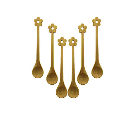 6 PCS   MİNİ   BAMBU AHŞAP KAŞIK   14.5CM (5256)