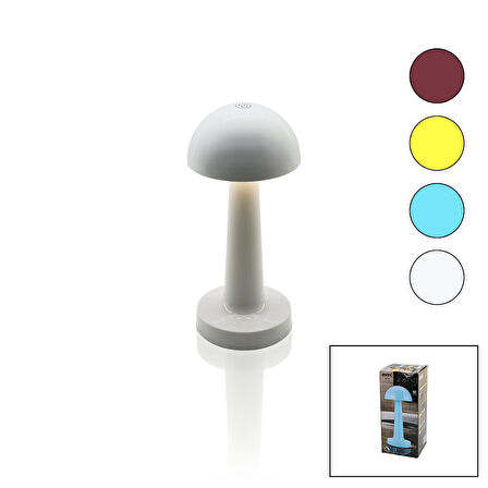 OVAL - PLASTİK MANTAR MASA LAMBASI DONMANTİK - RENKLİ TYPE-C ŞARJLI 3 FONKSİYONLU 3W - 24LED - AV-330 (5256)