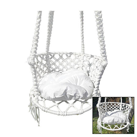 İPEK HAMAK DAVUL SALINCAK  MİNDERLİ   ÇAP:60CM   150KG.TAŞIMA KAPASİTESİ   1-ASMA HALATI - 1-ÇELİK DUBEL (5256)