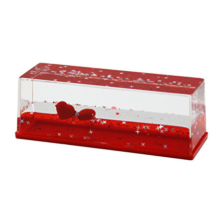 KIRMIZI SU - KALP - YILDIZ DİKDÖRTGEN MİKA YÜZEN BATMAYAN KALP DEKORATİF BİBLO AKVARYUM 15X5.2X5.3CM (5256)