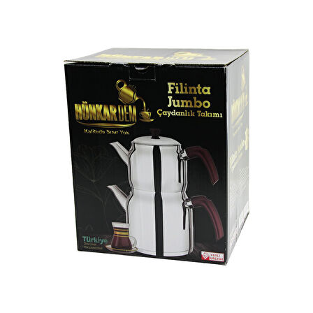 FİLİNTA JUMBO BOY ÇELİK ÇAYDANLIK SETİ ÇİFT KAPAKLI RENKLİ BAKALİT KULP ÜST DEMLİK: 2LT - ALT SULUK: 4LT KENDİNDEN SÜZGEÇLİ (5256)