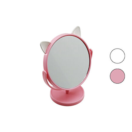 6 İNÇ  - 15CM - YUVARLAK KULAKLI RENKLİ PLASTİK MAKYAJ AYNASI AYAKLI (5256)