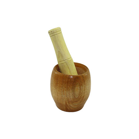 AHŞAP BAMBU HAVAN SARIMSAK DÖVECEK Ç: 7CM--D: 5.8CM--Y: 8.5CM  FİLELİ AMBALAJ (5256)