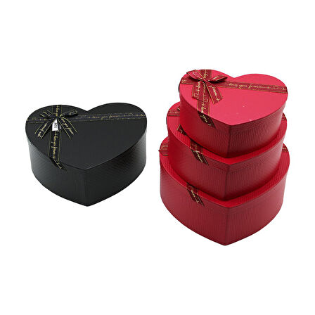 3PCS KALP MAT MİX RENKLİ - KABARTMA DESEN KARTON HEDİYE KUTUSU KURDELALI 31X28-27X24-23X20CM (5256)