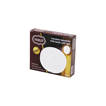 SENSÖRLÜ USB ŞARJLI   BEYAZ LED  YUVARLAK LAMBA  ÇAP: 8.3CM - KALINLIK: 2CM - SENSÖR ALGILAMA =0--3MT (5256)