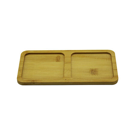 DİKDÖRTGEN - 2 BÖLMELİ - 10X19.5CM  AHŞAP BAMBU YAĞDANLIK ALTLIK (5256)