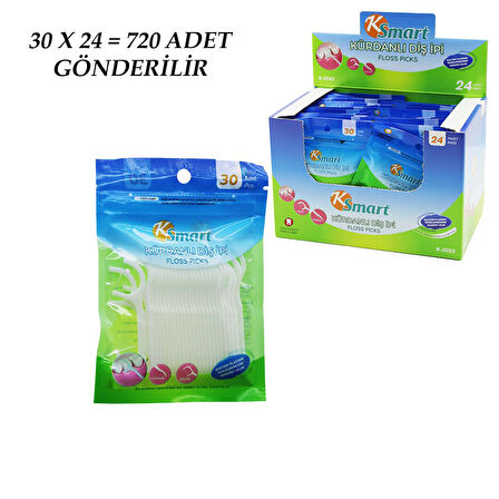 720 ADET POŞETLİ KÜRDANLI DİŞ İPİ = 30PCS X 24 (5256)