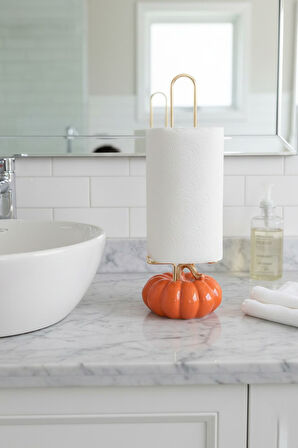 DEKORATİF TURUNCU KABAKLI HAVLULUK 34X12 CM (5256)