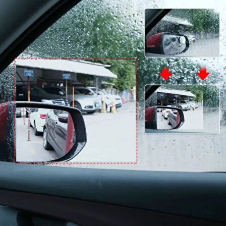 4 Parça Yan Aynalar ve Yan Camlar İçin Araç Ayna Yağmur Kaydırıcı ve Cam Buğu Önleyici Film Seti (5256)