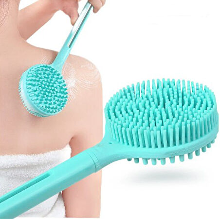 Çift Taraflı Silikon Uzun Saplı  Banyo Fırçası CM-331 (5256)