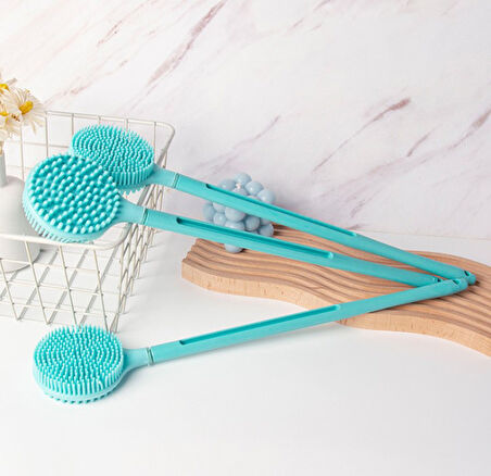 Çift Taraflı Silikon Uzun Saplı  Banyo Fırçası CM-331 (5256)