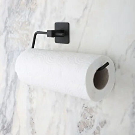 Kendiliğinden Yapışkanlı Siyah Paslanmaz Metal Rulo Havluluk Aparat (5256)