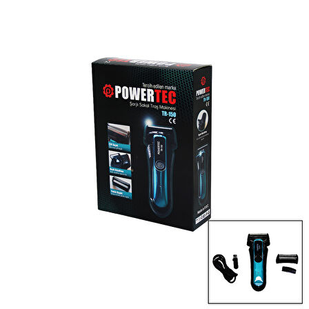 POWERTEC TR-150 ŞARJLI ÇİFT BIÇAK SIFIR SAKAL TRAŞ MAKİNESİ BIYIK DÜZELTME - YEDEK BAŞLIK (5256)