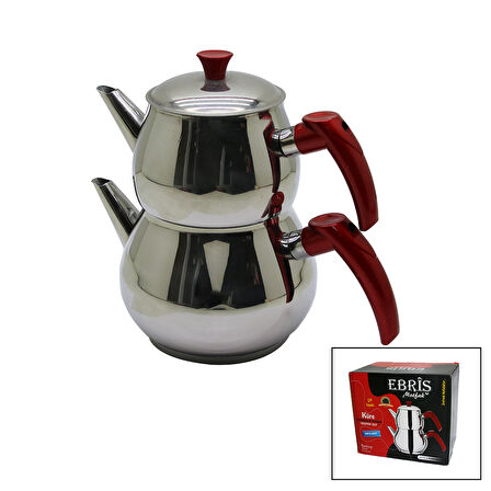 ORTA BOY KÜRE ÇELİK ÇAYDANLIK SETİ ÜST: 1LT - ALT: 1.60LT (5256)