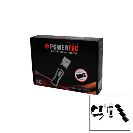 POWERTEC TR-3500 SAÇ KESME TRAŞ MAKİNESİ YEDEK BATARYALI (5256)