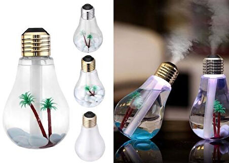 Hava Nemlendirici Ampul Görünümlü Hazneli Buhar Makinesi 400 ml. (5256)