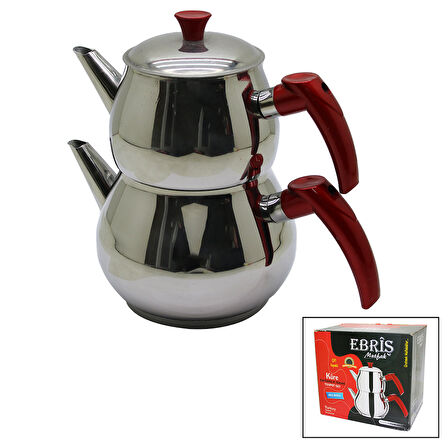 AİLE BÜYÜK BOY KÜRE ÇELİK ÇAYDANLIK SETİ ÜST: 1.2LT - ALT: 2LT (5256)