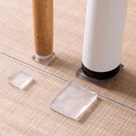 4 Adet Silikon Şeffaf Koltuk Mobilya Masa Beyaz Eşya Yazıcı Koruyucu Kaydırmaz Dayanıklı Pedler (5256)