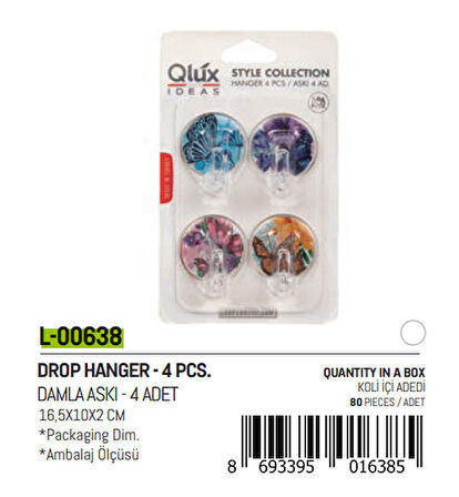 4 PARÇA  DAMLA KÜÇÜK YAPIŞKAN ASKI (5256)