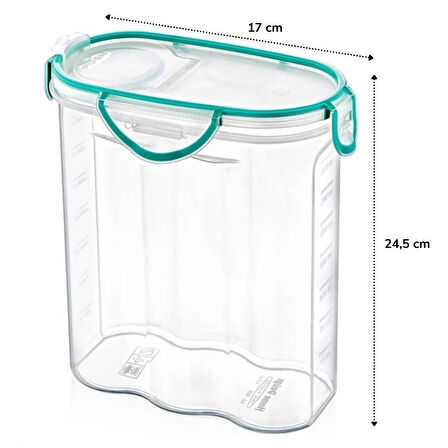 Kilitli Kapaklı Contalı Hava,Su Sıvı Geçirmez 2,4 Litre Erzak Saklama Kabı-SA590 (5256)