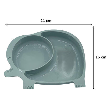 Bebek ve Çocuk için Sevimli Fil Model Desenli Yemek Bebek Mama Kabı Bölmeli Tabak (5256)