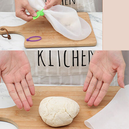 Büyük Hamur Torbası Silikon Şeffaf Hamur Yoğurma Torbası Ekmek Makarna Mantı Hamuru Kolay Yoğurma (5256)