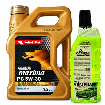 PETROL OFİSİ MAXİMA PG 5W-30 3.2 Litre + Oto Şampuan 1000 ml 
